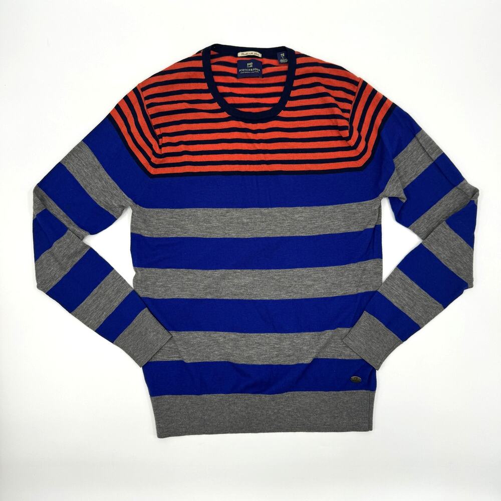 Scotch & Soda Amsterdam Couture Striped Crewneck Sweater Size Large Wool Blend